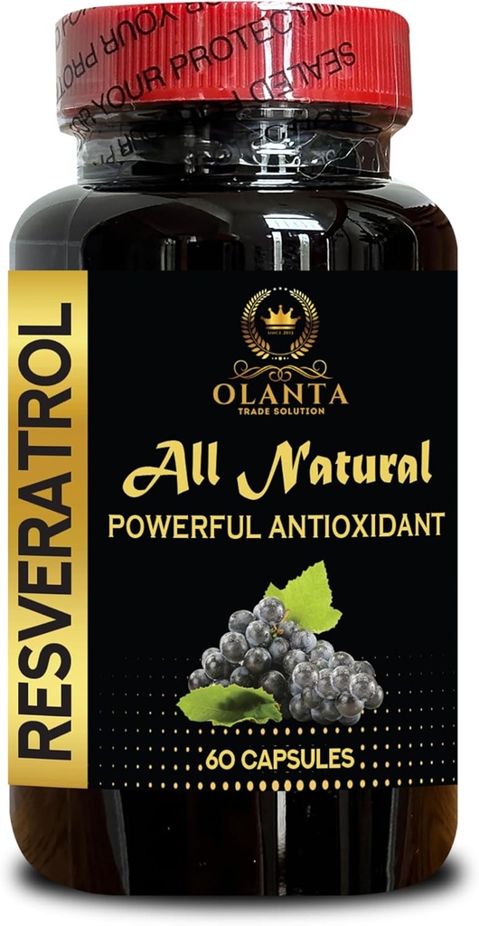 Extractul de RESVERATROL - Promovează răspunsul imun, combate stresul oxidativ, antioxidanți pe bază de plante, suplimente energetice pentru femei, suport imun pentru femei - 1 flacon 60 capsule