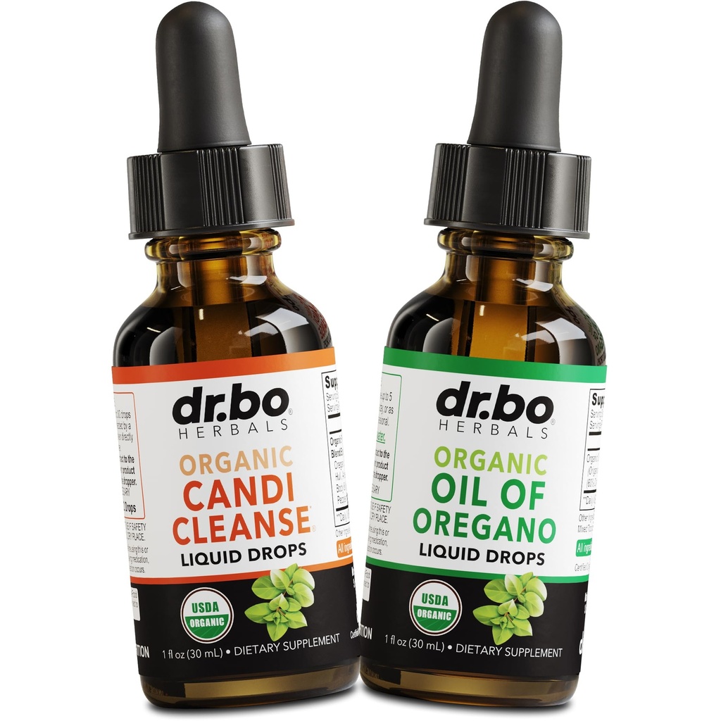 Candi Cleanse & Picături de ulei Oregano - Ulei organic de picături de Oregano lichid & negru Walnut Wormwood - Complexul de echilibru de creștere suplimentară cu rezistență suplimentară, Natural Curatenie Gut Curatenie Detox de sănătate Suplimente 1 oz