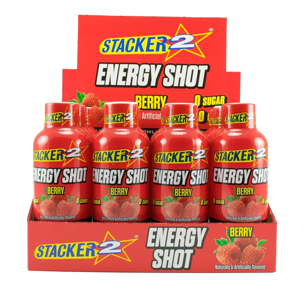Stacker 2 Energy Shots, Berry, 12 Shots 2oz. Flacoane