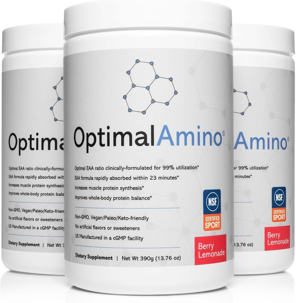 Optimal Amino® Elite Bundle (3 luni) Cea mai bună băutură de recuperare Pre/Post Workout, 99% Utilizare Essential Amino Acid Supplement, NSF Certified for Sport® Certified