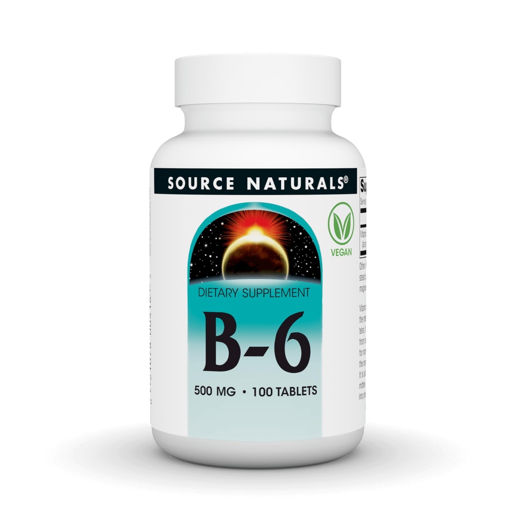 Sursa Naturals Vitamina B-6, Sistemul imunitar Suport* -500 mg, 100 comprimate
