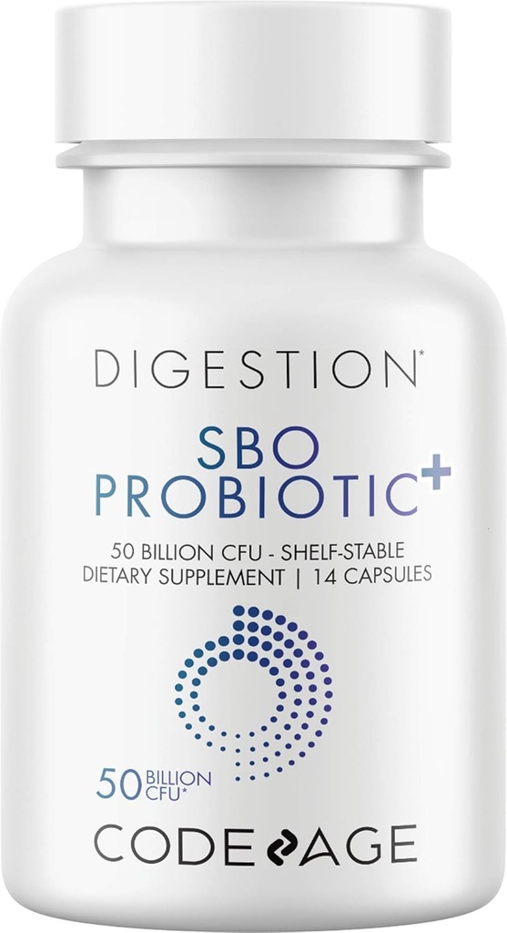 Codeage SBO Probiotice 50 Miliarde CFU, Multi Tren Sol-Based Organisme, Travel Sized Perioada de valabilitate-Stabil Probiotic Supliment, Organic Fermentat Botanic Blend & Prebiotic, Formula 7-Day, 14 Capsule