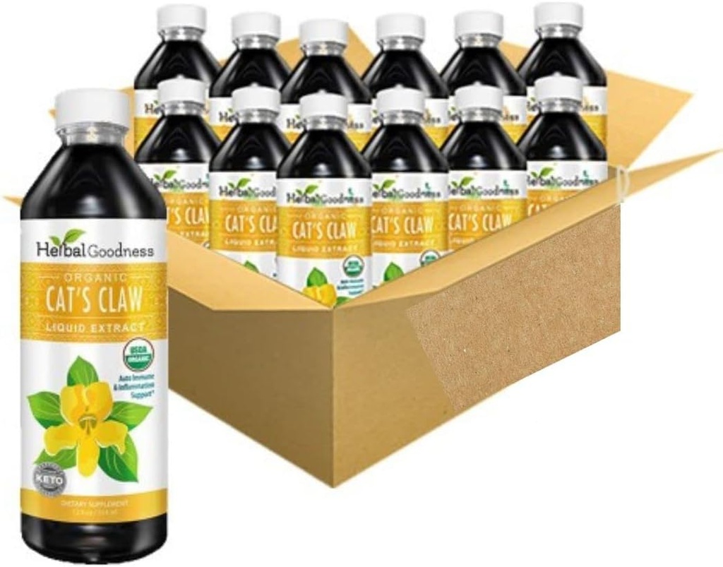 Extract lichid de gheare de pisică - Vegan -Gluten-Free - Extract lichid de gheare de pisică organică -12oz - Goodness erbal (Pachet de 12)