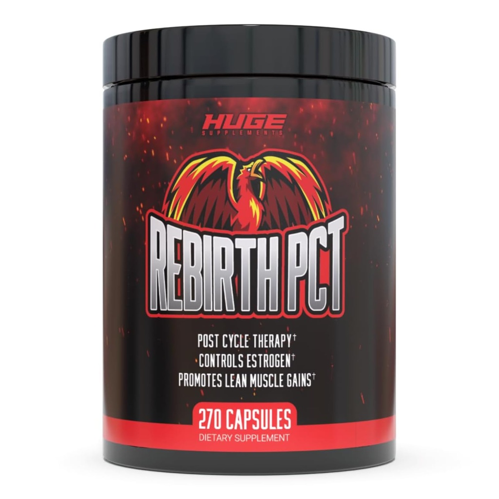 Renaștere PCT Supliment pentru bărbați, Cele mai stivuite și complete formula de terapie post-ciclu - Ingrediente stiinta-Backed & Doze optime, Supercharge Recovery & Mentineti castigurile din ciclul dvs. (270 capsule)