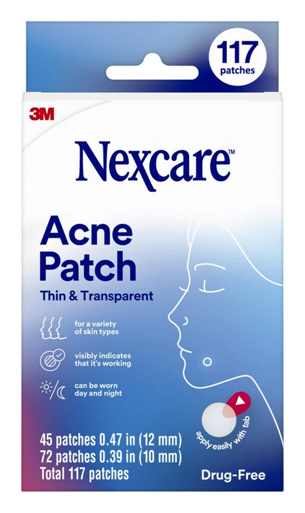 Nexcare Thin şi Transparent Acnee Patch, capac de piele Absorbs Pus şi ulei din Pores înfundat, Made with hidrocoloid, file permite eliminarea uşoară din Liner - 117 Pimple Patches