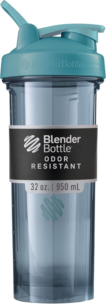 BlenderBottle Shaker Sticle Pro Series Perfect pentru Shake-uri de proteine și antrenament pre, 32-Ounce, Cerulean Blue