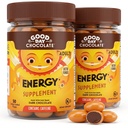 Bună ziua Chocolate Suplimente de energie pentru adulți [2 Pack] Fair Trade Ciocolată de cofeină cu B-Vitamina, extracte de ceai verde și 20 mg Cafeina Per Piece - Booster de energie pentru femei și bărbați