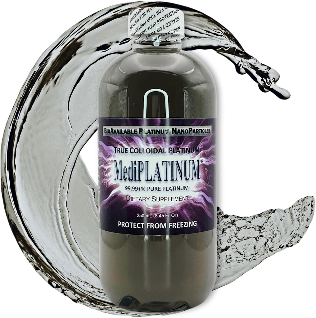 MediPLATINUM True Platinum Dietary Supplement - 250 ml (8,45 Fl Oz) în flacon de plastic transparent BPA-Free