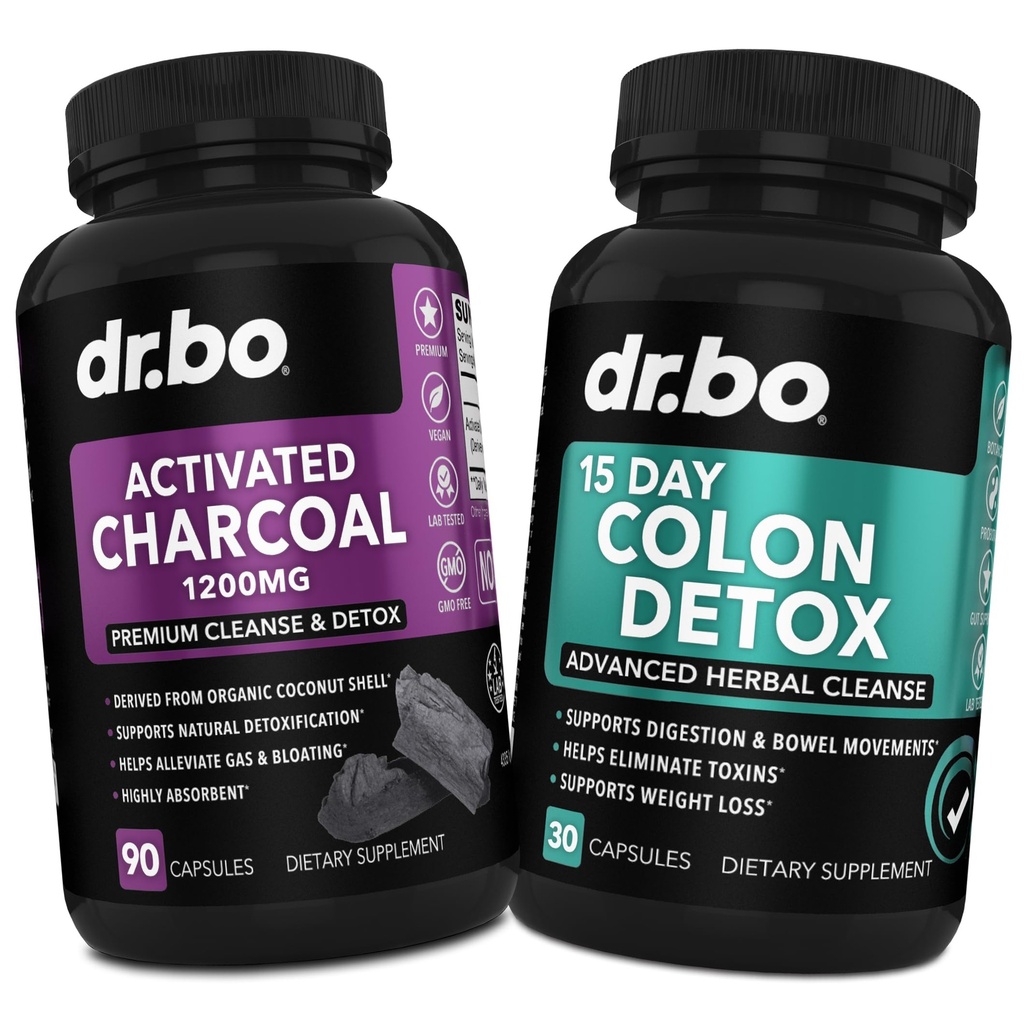 Charcoal & Colon activat Detoxifiere Cleanser - Pastile organice de nucă de cocos Charcoal & Colon Cleanse pentru stomac Bloat & Regularitate - Suplimente de mișcare Bowel pentru balonarea stomacului, Suport gută