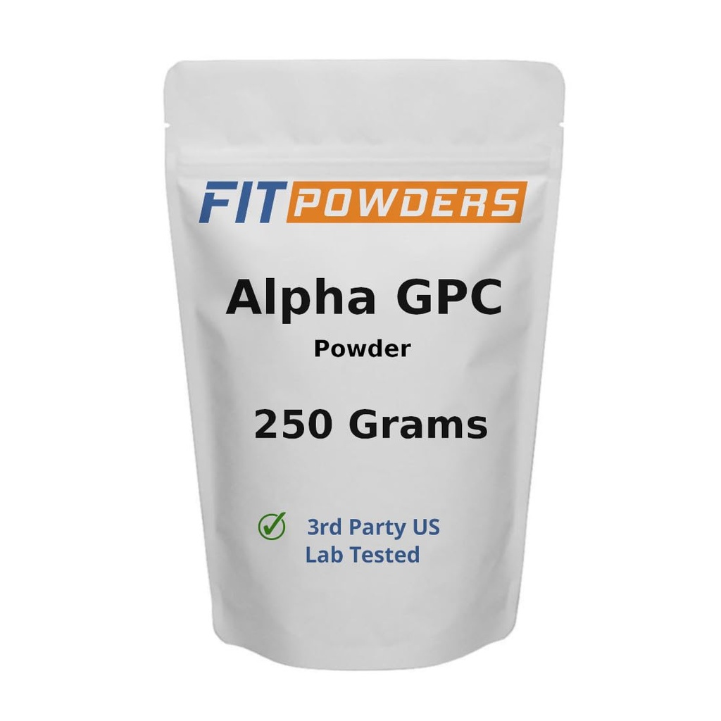 Alpha-GPC pulbere 250 Grams, non-GMO Alpha GPC Supliment Choline Powder, Vegan, a treia parte testat, Pre-Workout, Memorie și Focus, cu Scoop