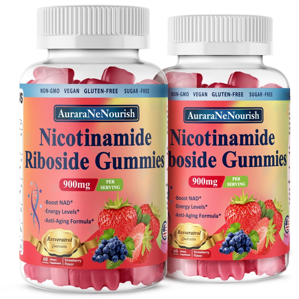 2 ambalaj NAD Resveratrol Supliment, Zahăr gratuit 900mg Gume cu Quercetin, Colagen, Support Vitamina Anti imbatranire, Regenerarea celulelor, Boost energie, Îmbunătățirea pielii pentru bărbați