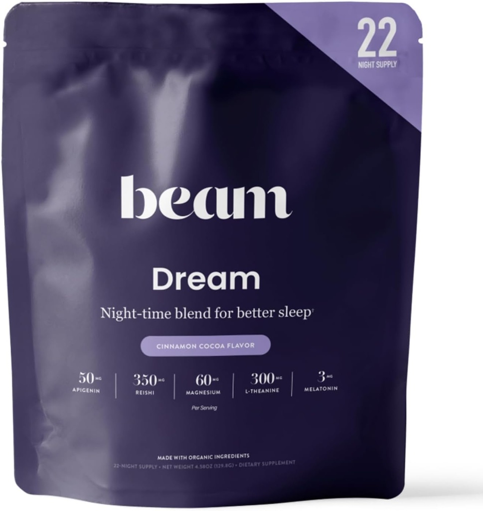 Beam Dream Sleep Powder, L-Theanin, Apigenin, Reishi şi Magneziu, terţă parte testat natural Sleep Aid & Sleep Supplement for Deep Sleep, Relaxation and Recovery, Natural Sleep Support, 22 Servings