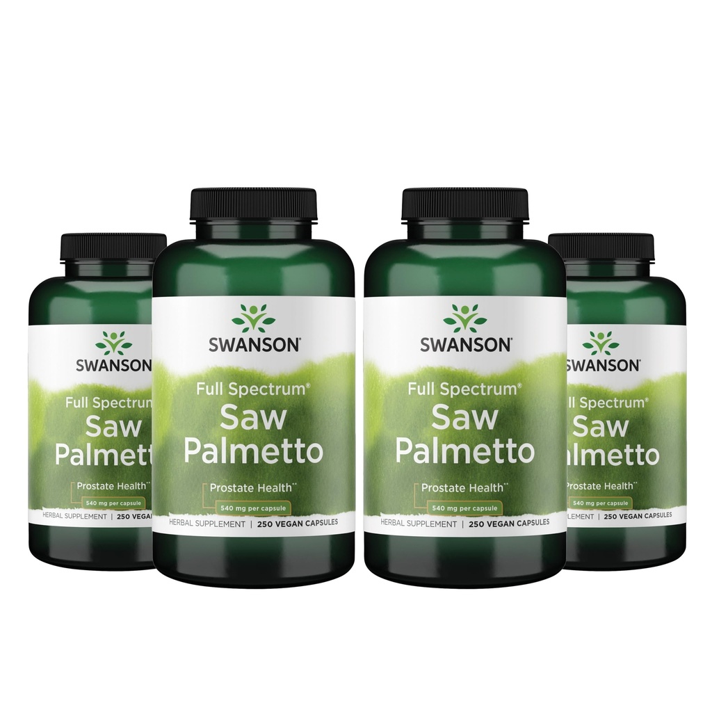 Swanson Saw Palmetto - Suplimentul plantei Promovare Bărbat Prostate de sănătate de sprijin - Suplimentul natural de păr și asistență pentru sănătate urinară (540 mg 250 capsule) (4 ambalaj)