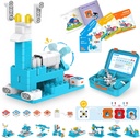 WhalesBot A3 12-in-1 STEM Blocuri Codare robot Kit pentru copii, 61-Piece Set de constructii educationale cu povesti interactive, Ideal Toy Cadou pentru baieti si fete varste 3-6