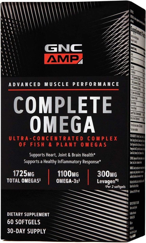 GNC AMP Complet Omega, Suporturi Inima, comun, Brain Health, 60 Conte