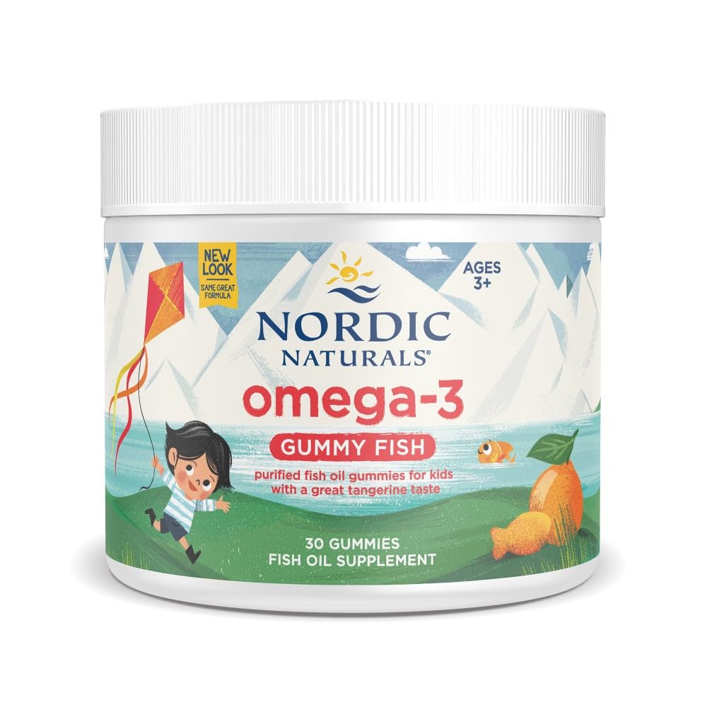 Nordic Naturals Nordic Omega-3 Gummy Fish, Tangerine - 30 Gummy Fish - 124 mg Total Omega-3s cu EPA & DHA - Non-GMO - 30 Servings
