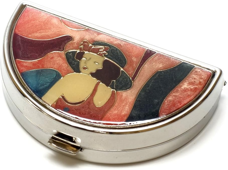 9352 Semi-Circular cutie pilulă mică Organizator Pewter argint roz Femei de călătorie Pilula Case de buzunar Container Daily Portable Medicine Vitamina cutie de medicamente Supliment mini depozitare