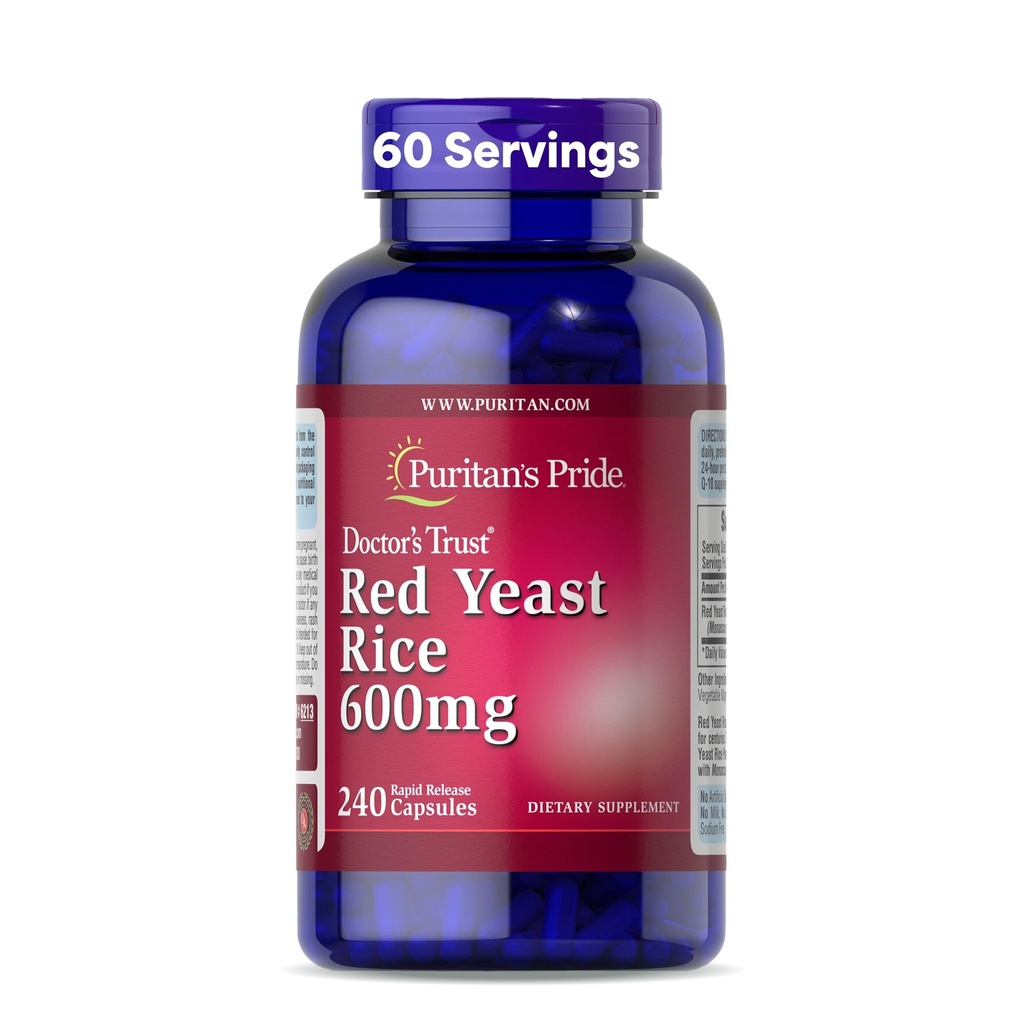 Puritan's Pride Doctors Trust® Red Yeast Rice 600mg, Dietary Supplement, 240 Rapid Release Capsule