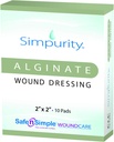 Alginat de calciu Wound Dressing 2" x 2" -Simpurity- Pad-uri individuale groase Alginate antimicrobiene Dressing Fibra Padding Medical Wound Care Produse pentru pat Sore-Pressure Sore-Leg Ulcer-Picior diabetic