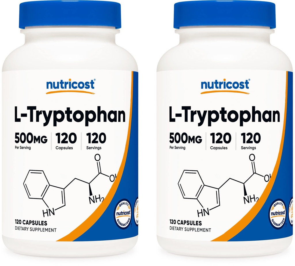 Nutricost L- Tryptofan 500 mg, 120 capsule (2 flacoane)