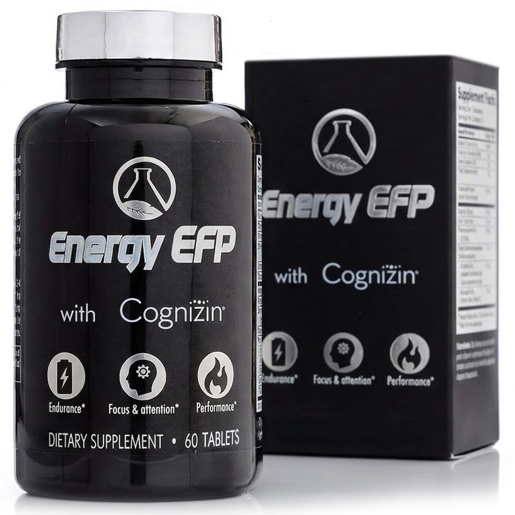 Energie EFP Brain Booster - 60Ct Nootrop Suplimente de energie pentru Focus & Rezistenta cu Citicolina, Vitamina B, Ashwagandha, L-Theanine, Ginseng