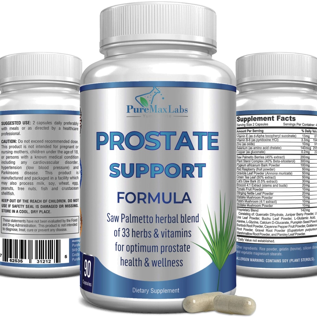Formula suport prostata pentru barbati - Saw Palmetto, Plant Sterol, 33 Herbs, pastile de control a vezicii urinare pentru a reduce urina frecventa si DHT Blocker pentru a preveni pierderea parului 