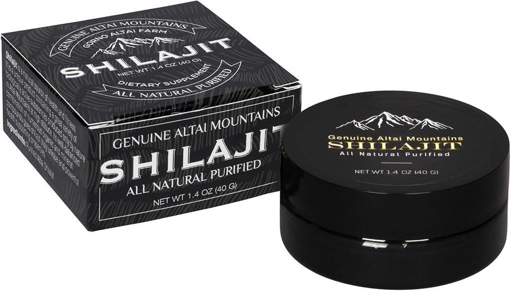 Sayan Pure Shilajit Resin 1.4oz/40g, 265 Serviri - Potent Organic Acid fuzelian Supliment - Sprijină Sistemul imunitar, Memorie, Focus, și oferă energie naturală, Detox - Vegan, Non-GMO