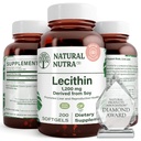 Nutra Natural Soy Lecithin 1200 mg Supliment alimentar - Functia creierului, sanatatea ficatului, imbunatatirea sanatatii procreante, Booting Supliment - Gluten-Free, BPA-Free, 200 Softgels in sticle de sticla reciclabile