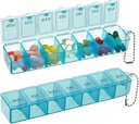 2 Pack Săptămânal Pill Organizator, Mare 7 zile Pilula cutie, Daily Vitamina Case cutie de medicamente, Containere Pill pentru medicamente Suplimente Ulei de pește (Albastru)