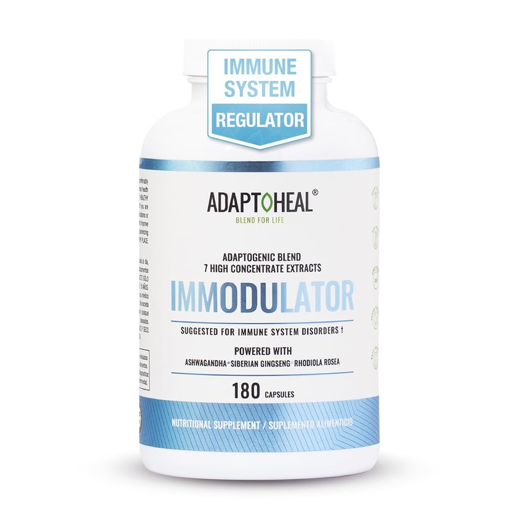 Modulator ADAPTOHEAL - Supliment adaptogen pentru Well-Being, cu Ginseng, Ashwagandha, Reishi Mushroom - Suportă răspunsul la stres, echilibru de spirit și funcția sistemului imunitar (180 capsule/700 mg)