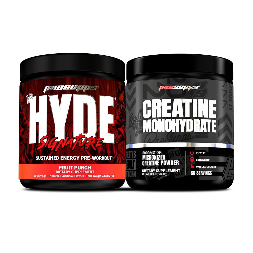 PROSUPPS Hyde Signature Susţinut Pre-Garning, Punch de fructe şi Creatină 300 Bundle