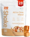 310 Nutriție All-In-One Masă de înlocuire Shake Powder - Smoothie Blend de proteine pe bază de plante w/High Fiber, Probiotics & Adaptogens - Carb scăzut, Vegan, Keto & Paleo Friendly - Caramel Sundae - 28 Srv