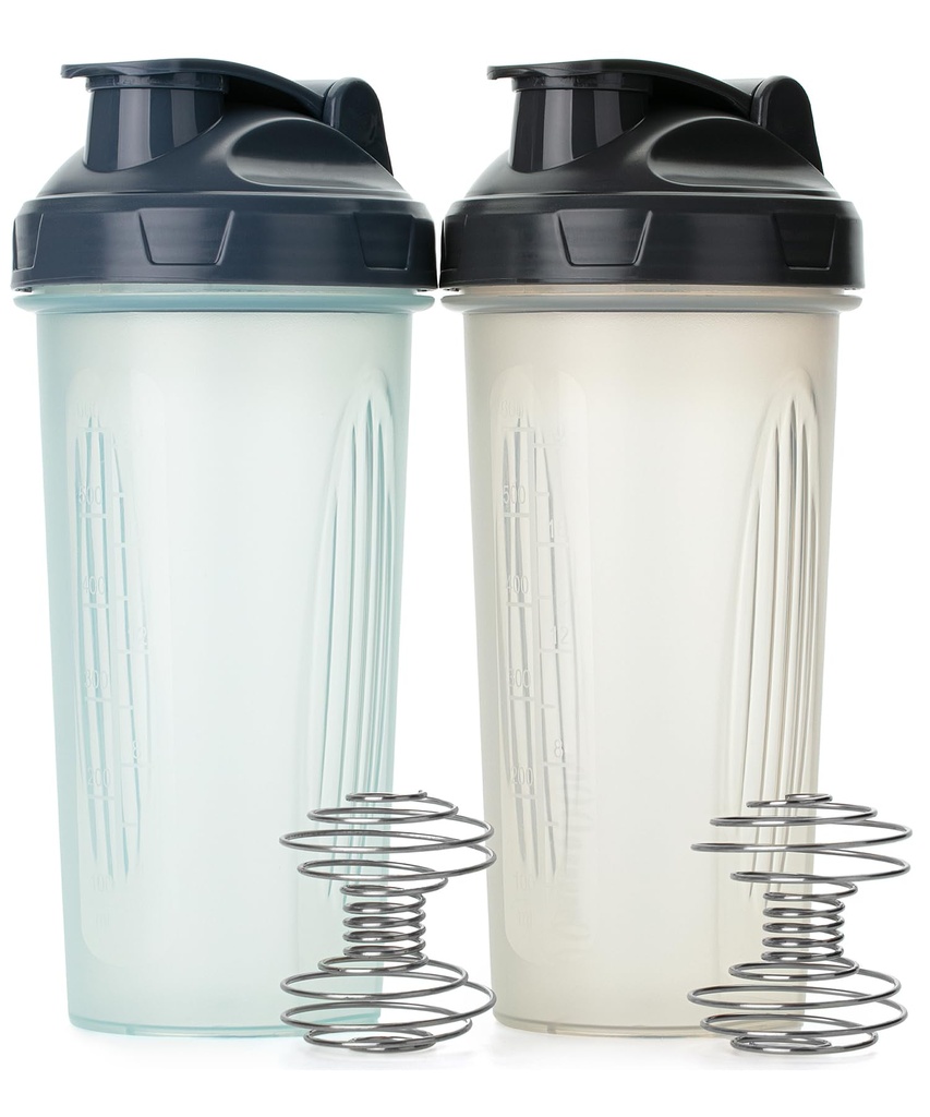 Dle Pen-Sticle Shaker pentru amestecuri de proteine, 28 oz, 2 Pack, Clear, Proteine Shaker Sticla cu bila whisk sârmă, Blender flacon