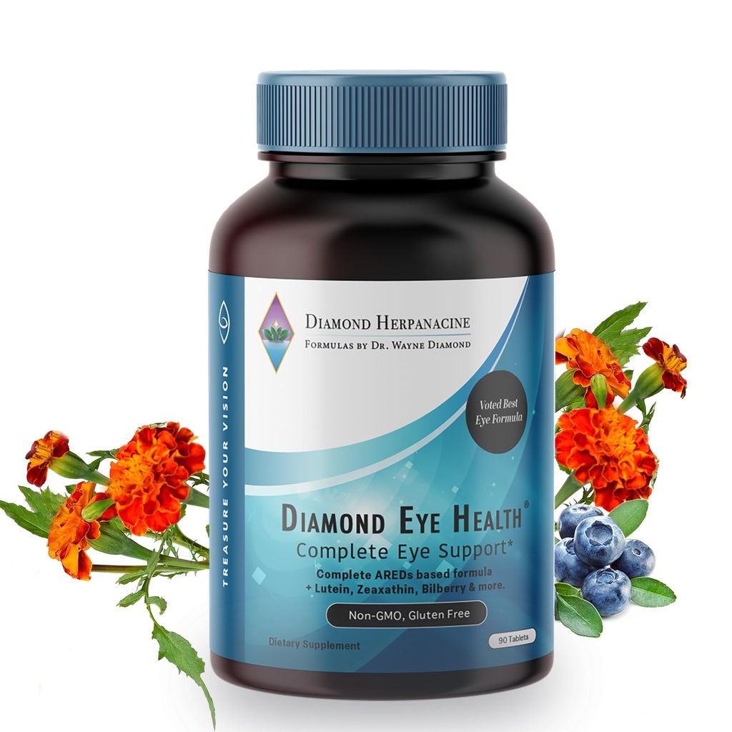 Diamond Eye Health - Vitamine naturale pentru suport ocular complet - Vitamine ochi sanatos - Vitamine de sanatate a ochilor pentru a ajuta la conservarea ochi de imbatranire - Vegan, Gluten-Free, lactate-Free - (90 Conte)