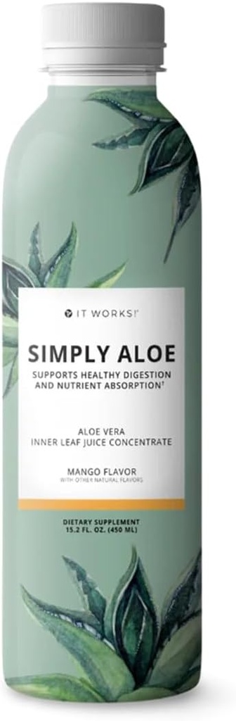 Merge! Pur și simplu Aloe - Mango Aroma - 15.2 Fl Oz - Reîmprospătare, Nutritious Drink - Aloe Vera Inner Leaf Juice Concentrat - Sprijină Digestie Sanatos, Absorbție Nutrient, și Wellness generală