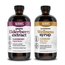 Ferme Norm Elderberry Extract & Wellness Sirop Bundle 2 PK - Suport imunitar Elderberry Syrup pentru copii & Adulți - Made in USA, Pure, Potent, Ingrediente naturale, Vegan, Gluten-Free, Non-GMO - 8 Oz