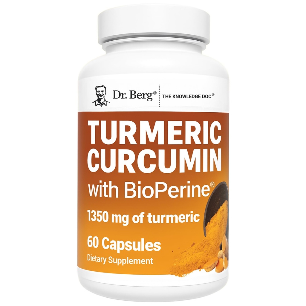 Berg (Numai 2 pe zi) Supliment turmeric cu Pepper negru (BioPerine) - 1350 mg Curcumin Turmeric Supliment cu 95% Curcuminoide 