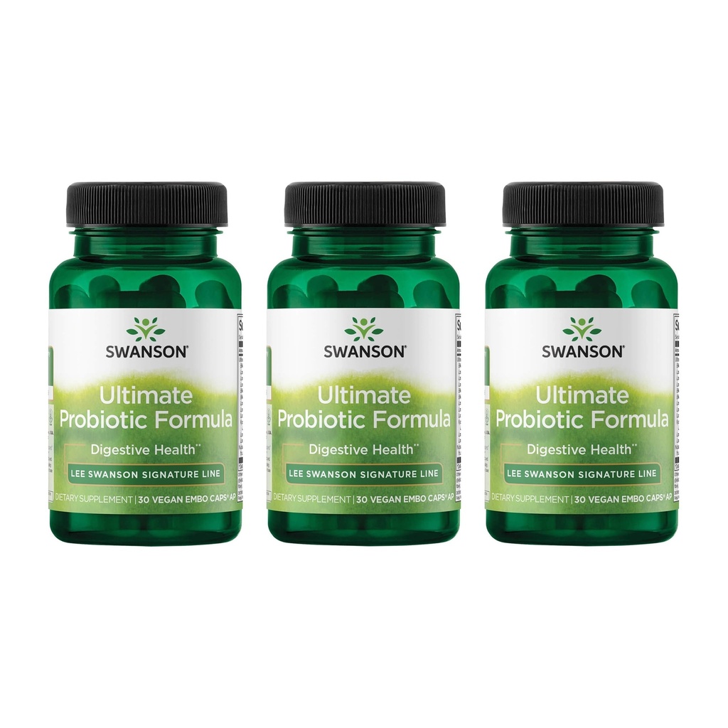 Swanson Ultimate Probiotic Formula Digestive Health Immune System Support 66 Miliarde CFU Prebiotic NutraFlora scFOS 30 DRcaps Veggie Capsule (Caps) (3 ambalaj)