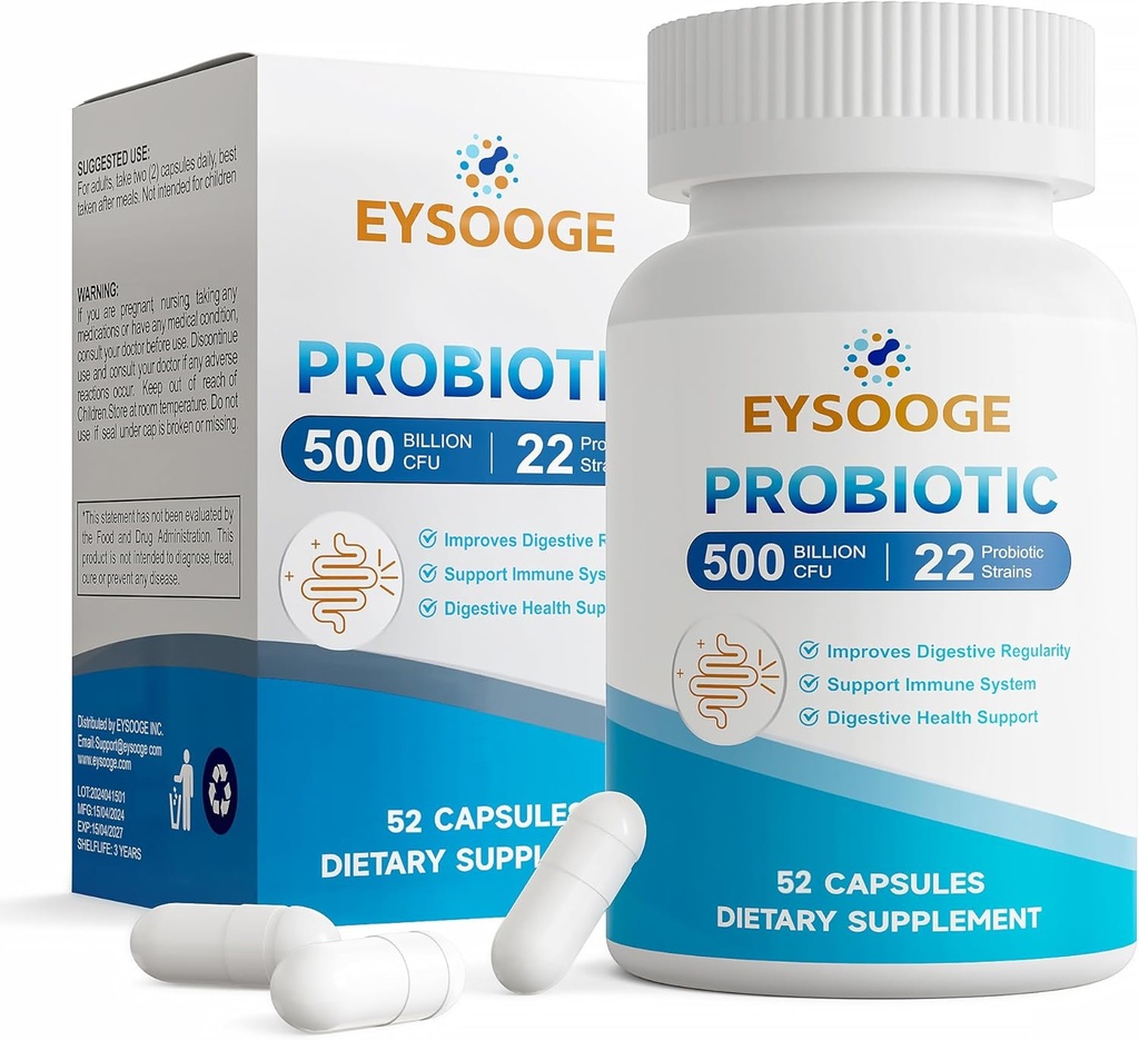 Probiotice pentru femei si barbati, Pro Formula, Daily Probiotic Supliment, Ajuta Soothe ocazional Descomfort abdominal & Blooting, 500 Miliarde CFU, 22 Strains, 52 Capsule