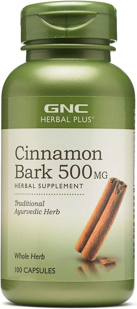 GNC Herbal Plus Scorţişoară Bark 500mg Supliment, tradiţional Ayurvedic Herb, 100 Servings