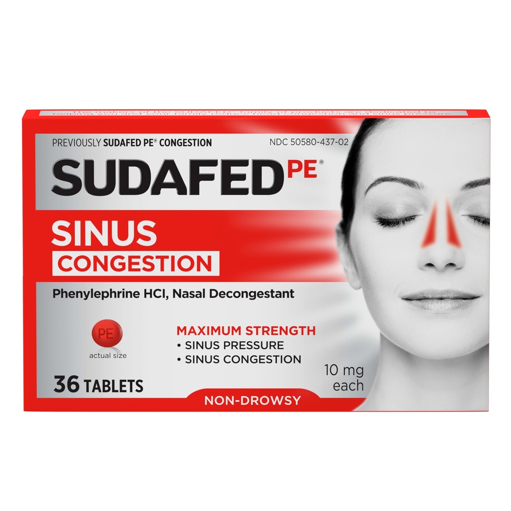 Comprimatele de eliberare a sinusurilor, concentraţia maximă, non-drowsy 10 mg Fenilephrine HCI decongestionante pentru presiune sinusală şi congestie nazală, datorită alergiilor reci, 36