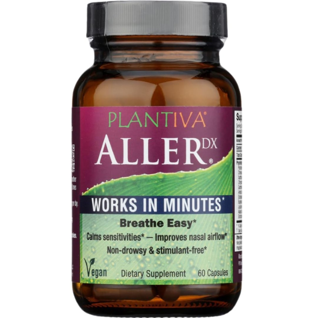AllerDx Natural Herbal Supplement suport sezonal - non-drowsy, Stimulant gratuit, suport respirator cu acţiune rapidă - 60 capsule