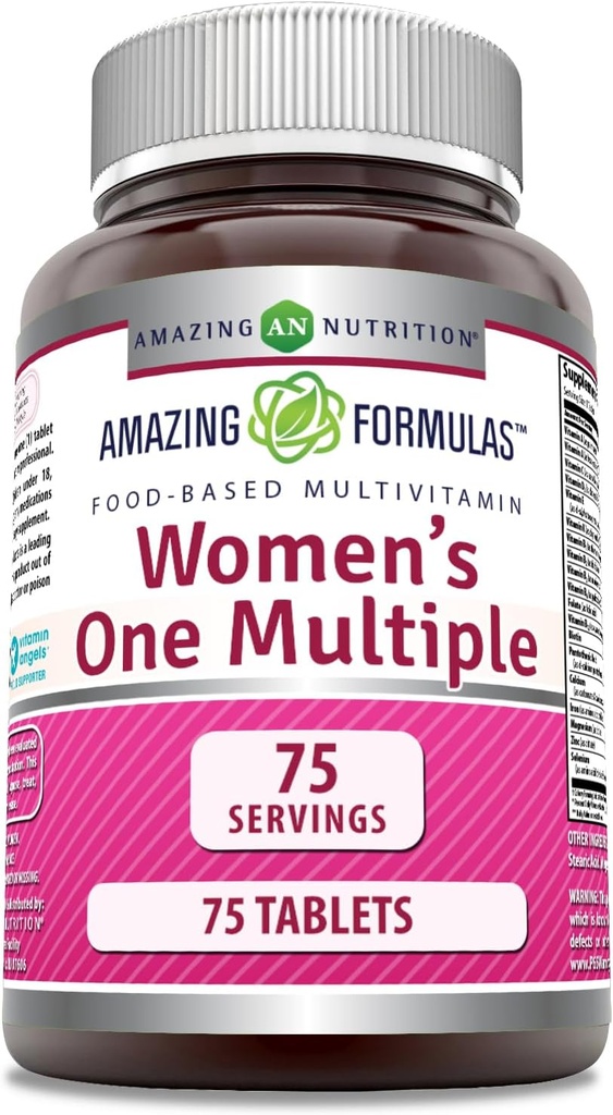 Amazing Formulas Women's One Multiple | Food-Based | Tablets Supplement | Perfect Blend of Vitamins, Minerals, 25 Million CFU probiotics & Food-Based enzymes (1 Pack, 75 Count)