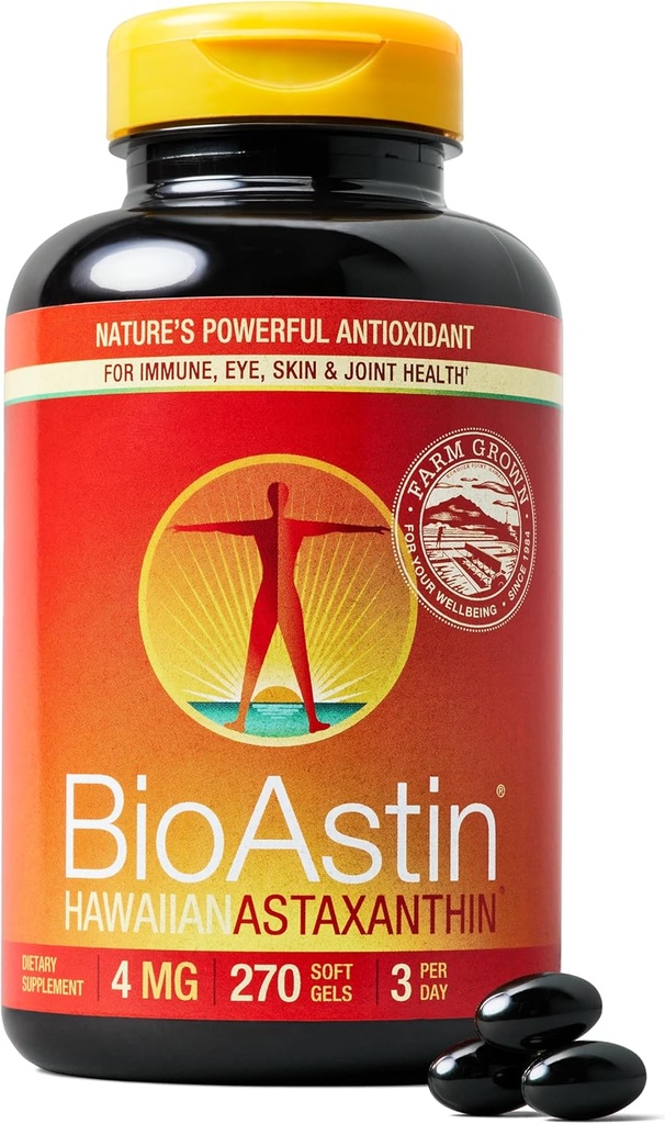 Nutrex Hawaii BioAstin Hawaiian Astaxanthin - 4mg, 270 Softgels - Farm-Direct Premium Antioxidant Supliment pentru a sprijini ochi, piele, comun și sistemul imunitar Sănătate - Non-GMO & Gluten-Free