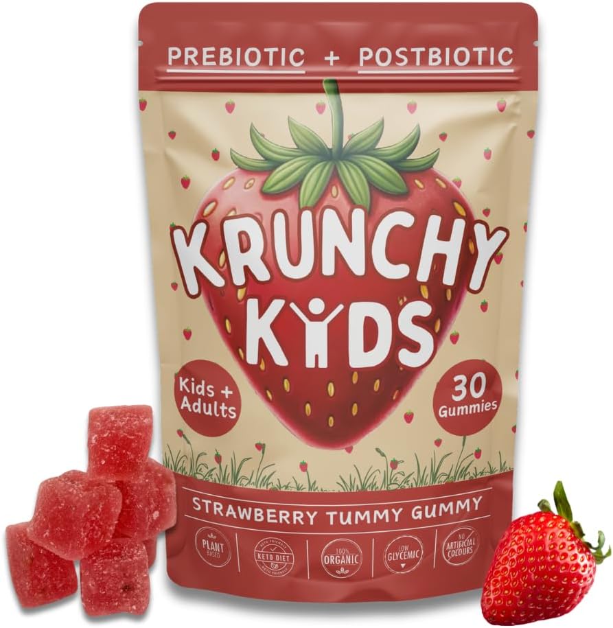Prebiotic organic și postbiotic Gummy Vitamina pentru copii și adulți, Aluloza, Zahăr gratuit, Căpșuni fermentate, Suport Sanatate Gut, Die gratuit