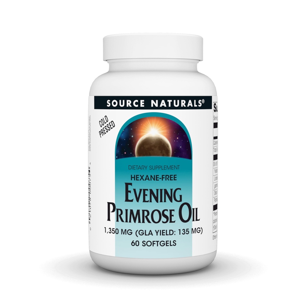 Sursa Naturals Evening Primrose ulei - hexane-free - 1350 mg - GLA Yield: 135 mg - Cold-Pressed - 60 Softgels