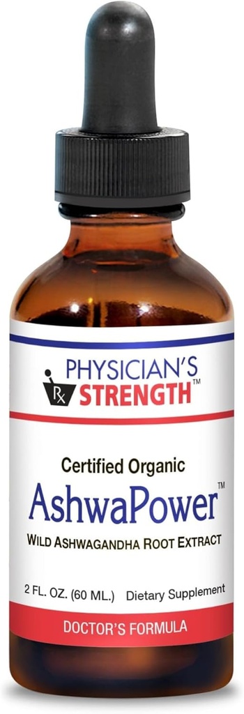 Puterea medicului AshwaPower - 2 fl oz - extract de rădăcină sălbatic Ashwagandha - susține sănătatea generală și energie - 86 Servings