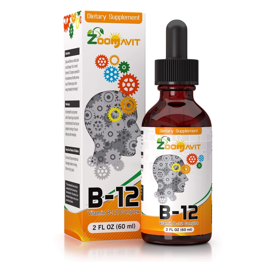Vitamina B Picături lichide complexe cu absorbție rapidă - Super B Complex lichid Vitamine B2, B3, B5, B6 & B12 - Boost de energie naturală, Focus mental și sistem imunitar sănătos