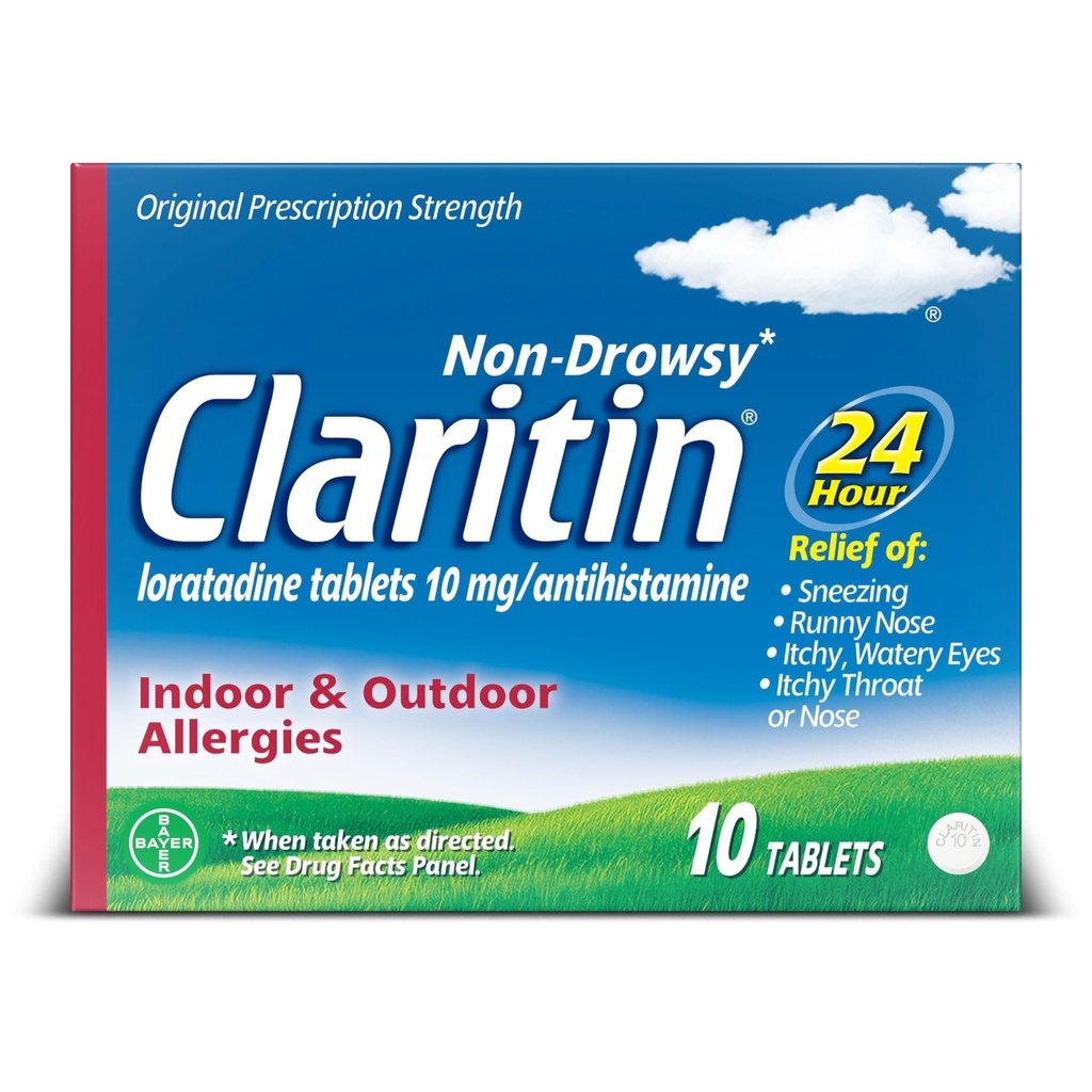 Claritin 24 HR Medicină non- Drowsy Alergie, Loratadine antihistaminice comprimate, 10 Ct