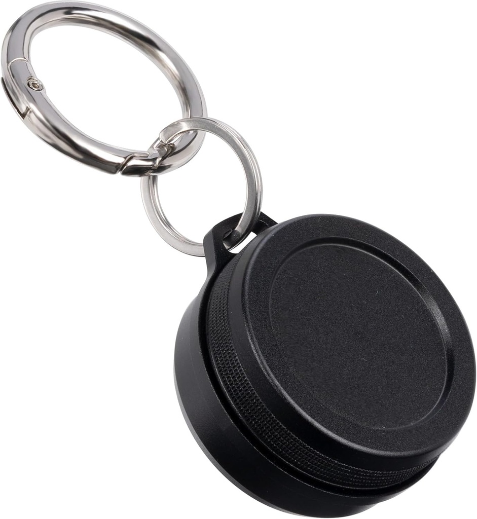 Metal Carrying Case - Portabil Daily Travel Keychain Pill Holder impermeabil, Container mic pentru dopuri de urechi, pastile, monede compatibile cu Loop, Eargasm & Vibes, Compact Mini Purse Pill Box (Black)